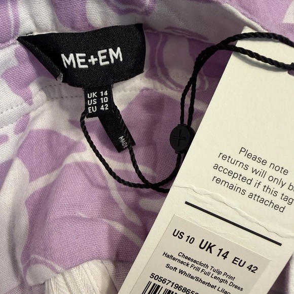 Me+Em NWT Cheesecloth Maxi Dress 10 Cut Out Tulip Print Sherbet Lilac Wedding - Picture 15 of 16